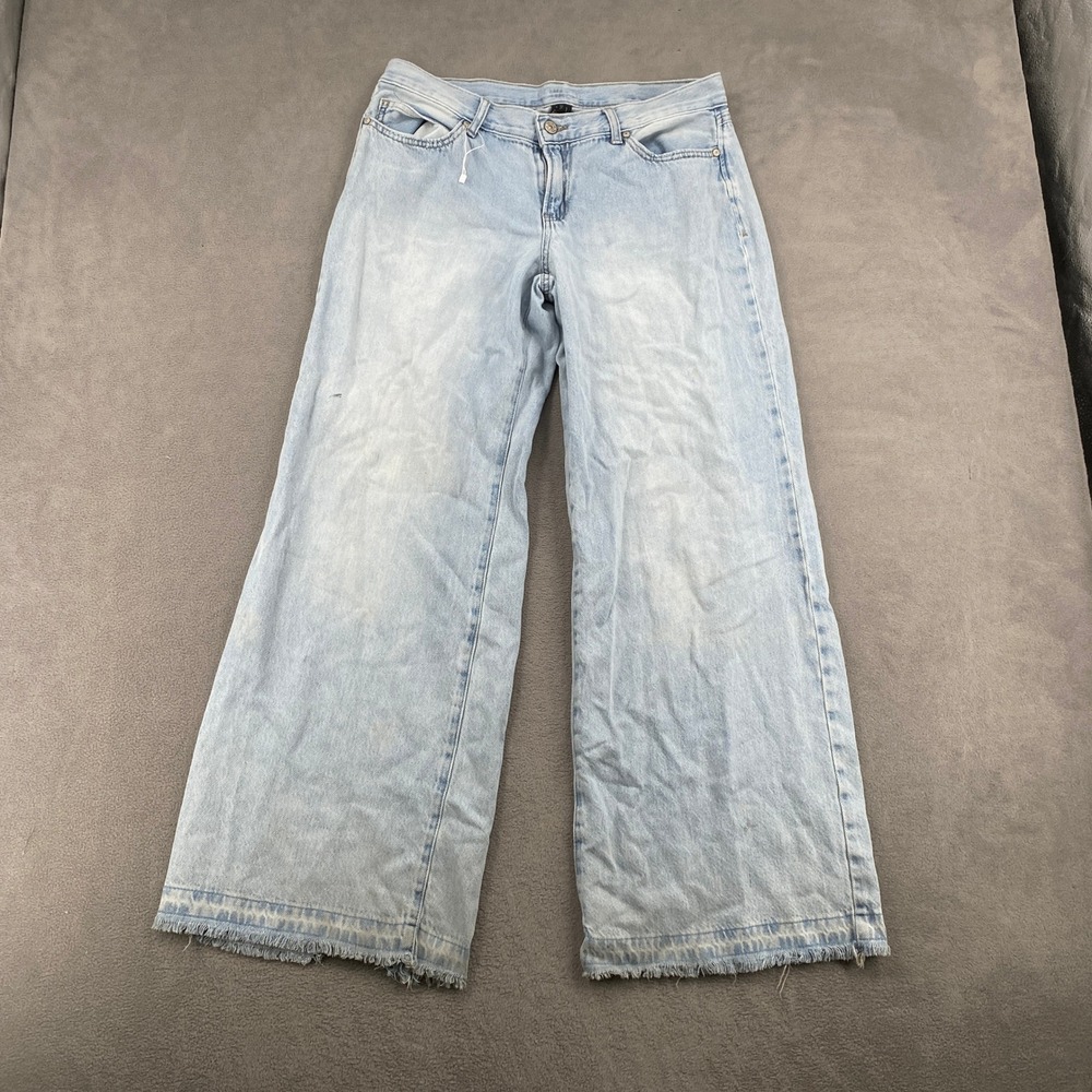 Rewash Brand Womens Light Wash Wide Leg Raw Hem Denim Jeans Size 9